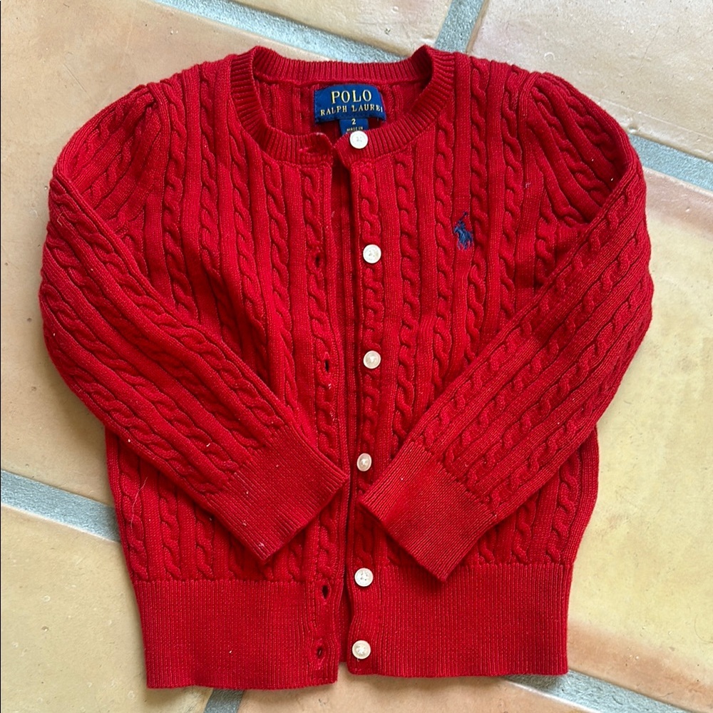 Polo Ralph Lauren Red Cable Knit Cardigan